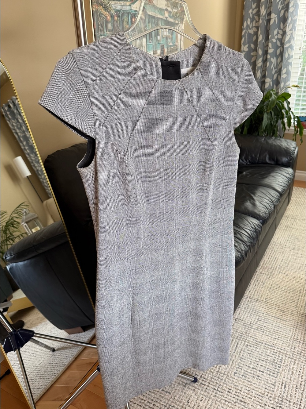 H&M Grey Glen Plaid Tailored Sheath Dress Size 8 / EUR 40